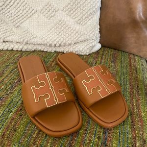 Tory Burch Leather Double T Sport Slide